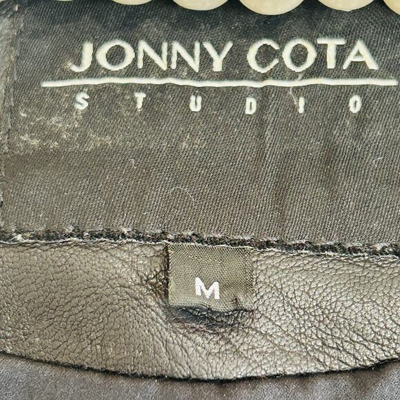 Jonny Cota Moto Y2k Rocker Leather Cropped Jacket Womens Medium Sherpa Biker - Picture 13 of 13